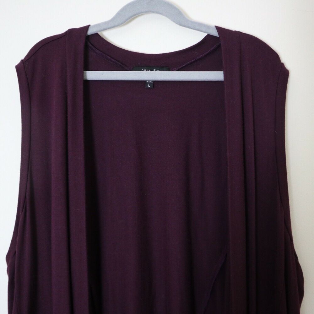 Comfy USA Size L Austin Vest Draped Front Pockets Sleeveless Purple Jersey - Picture 4 of 12